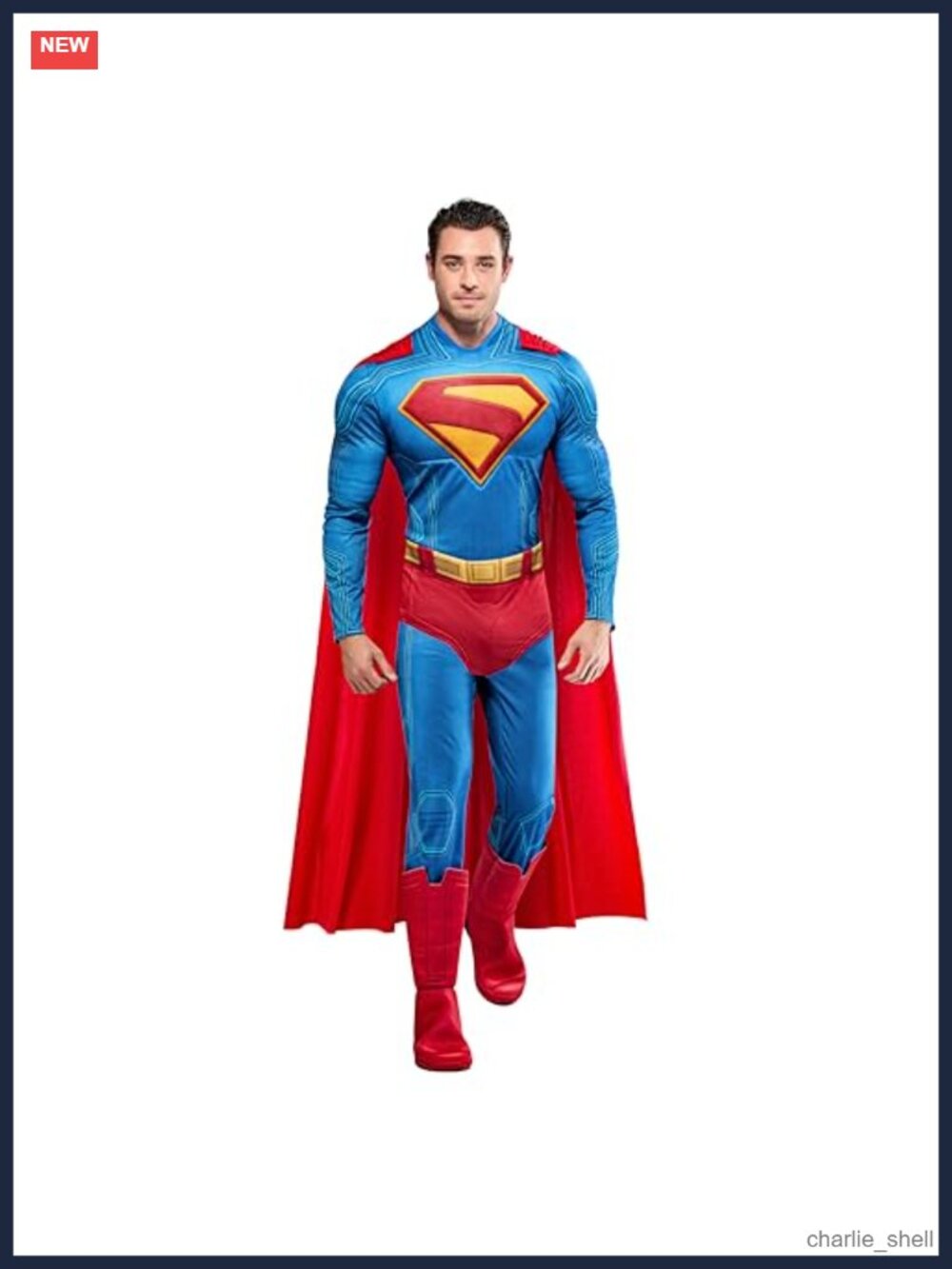 Superman Deluxe Padded Jumpsuit Costume with Cape, Men's XL